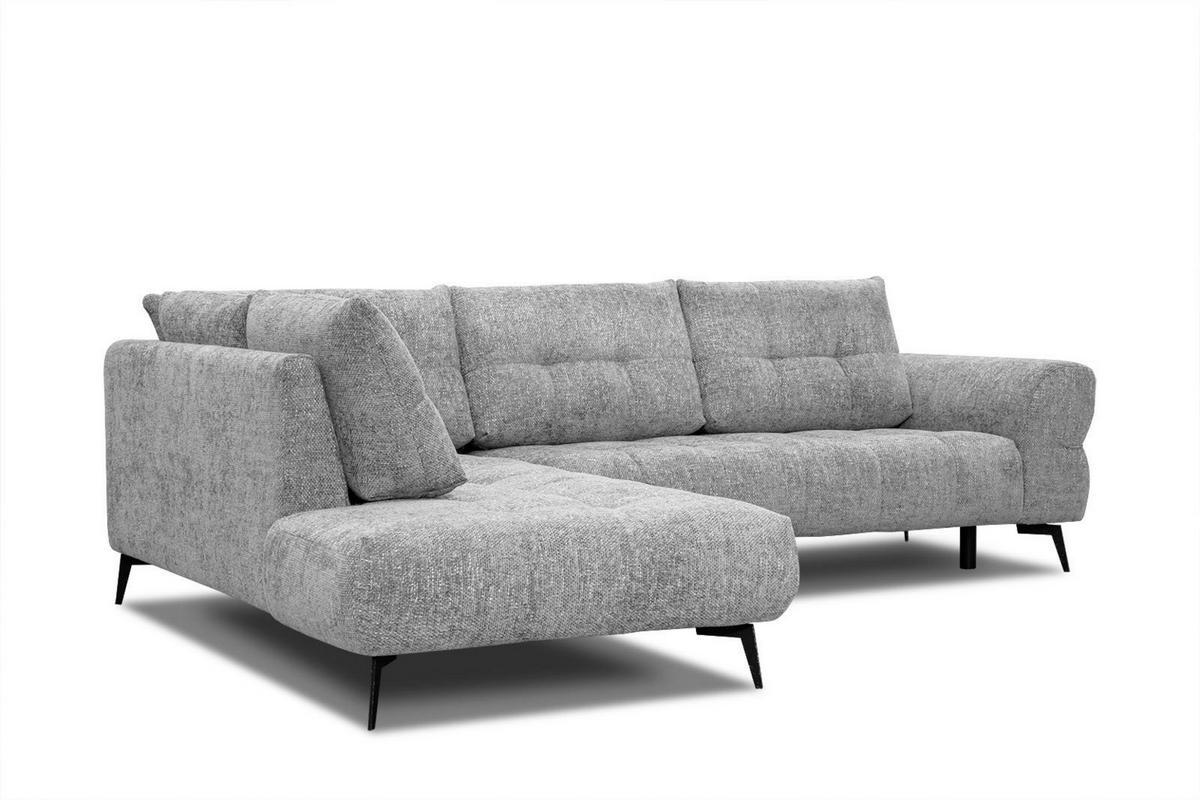 ECKSOFA SALVINI 5-Sitzer, grau - Schwarz/Grau, Holzwerkstoff/Textil (158/292cm) - Wozimo