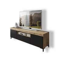 TV-SCHRANK YOSHI II 170/42/52 cm Wotan Eiche / Schwarz - Naturfarben, Holzwerkstoff/Kunststoff (170/52/42cm) - Lookway