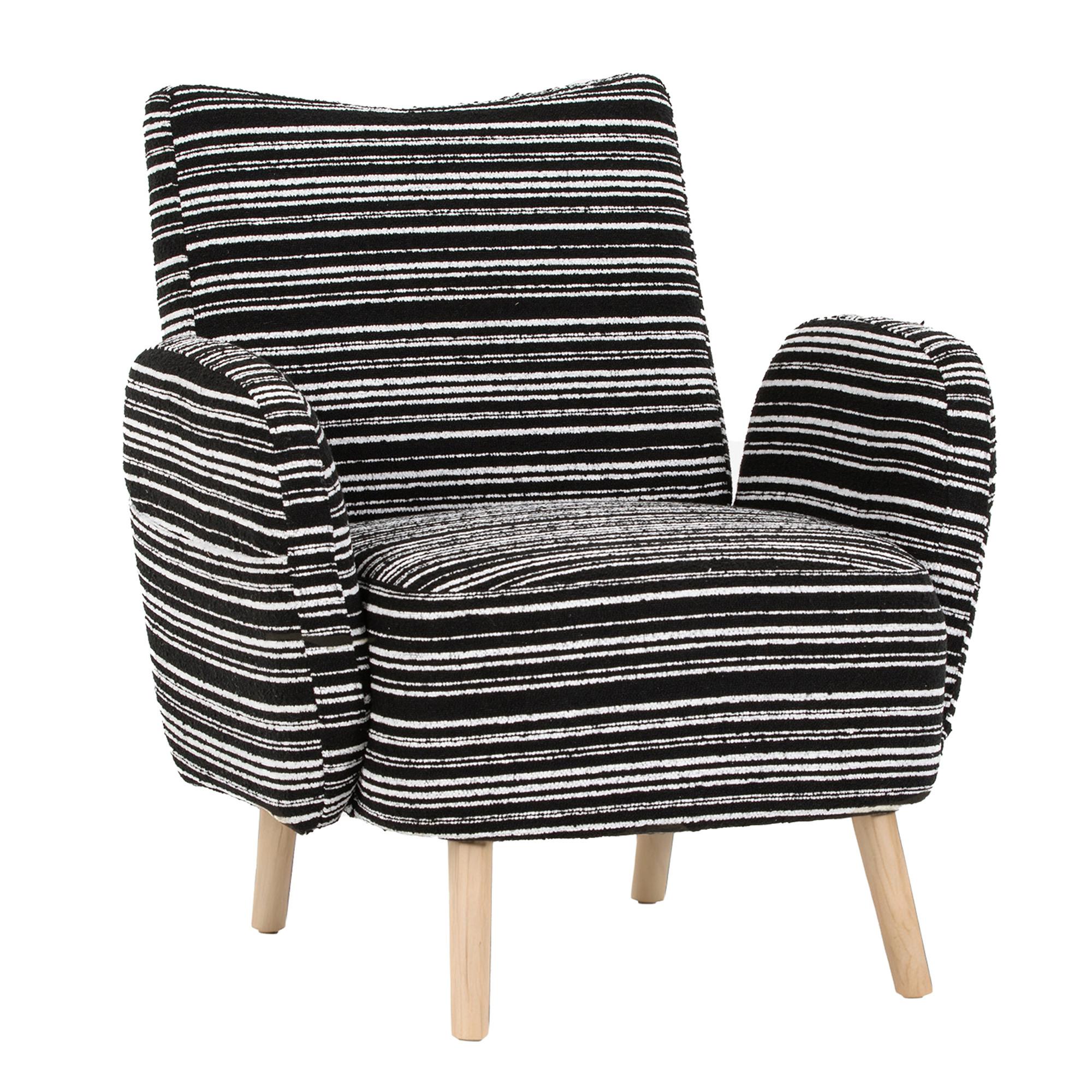 SESSEL boucle stoff modern mit seitentasche holzbeine - Schwarz, Textil (77/87/81cm) - Urban Meuble