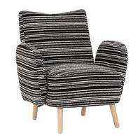 SESSEL boucle stoff modern mit seitentasche holzbeine - Schwarz, Textil (77/87/81cm) - Urban Meuble
