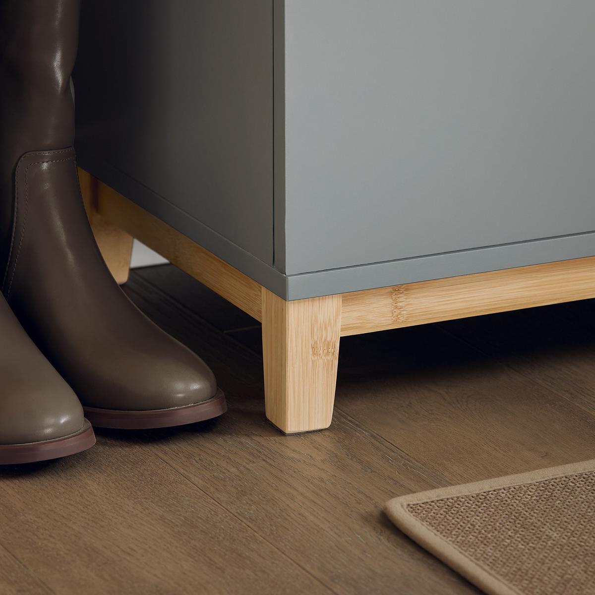 SCHUHBANK Grau-Natur - Grau, Holz/Holzwerkstoff (90/46/34cm) - SoBuy