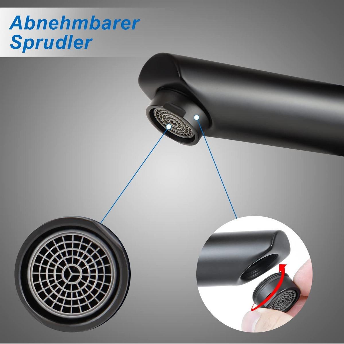 WASCHTISCHARMATUR KARYL 10/5/18 cm - Schwarz, Metall (5/18/10cm) - Nettlife
