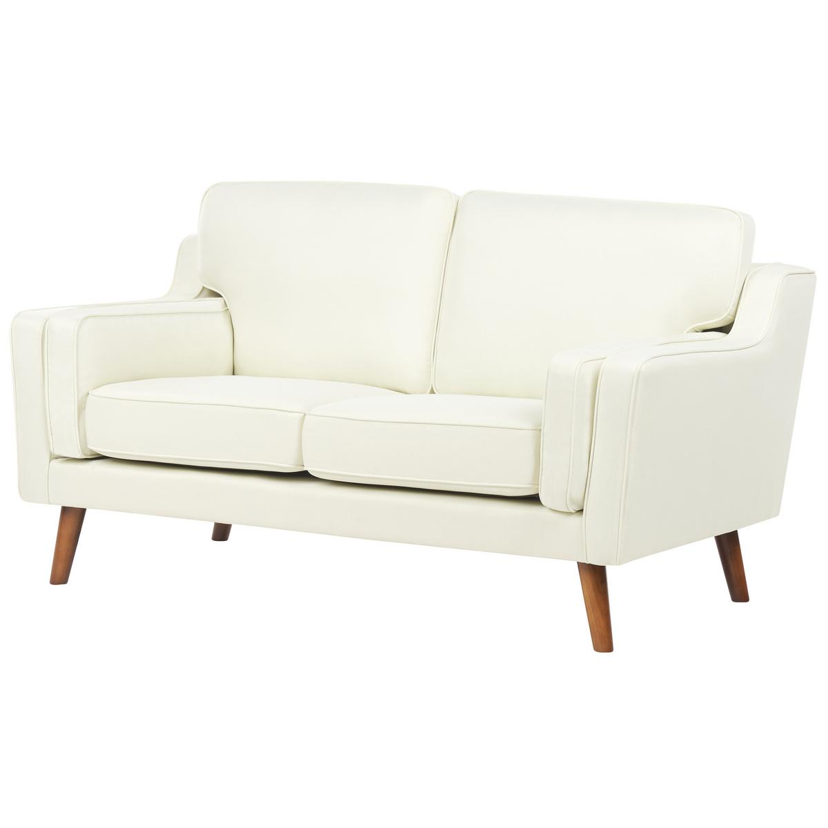 2-SITZER-SOFA cremeweiß Lokka - Hellbraun/Weiß, Textil (150/85/83cm) - Beliani