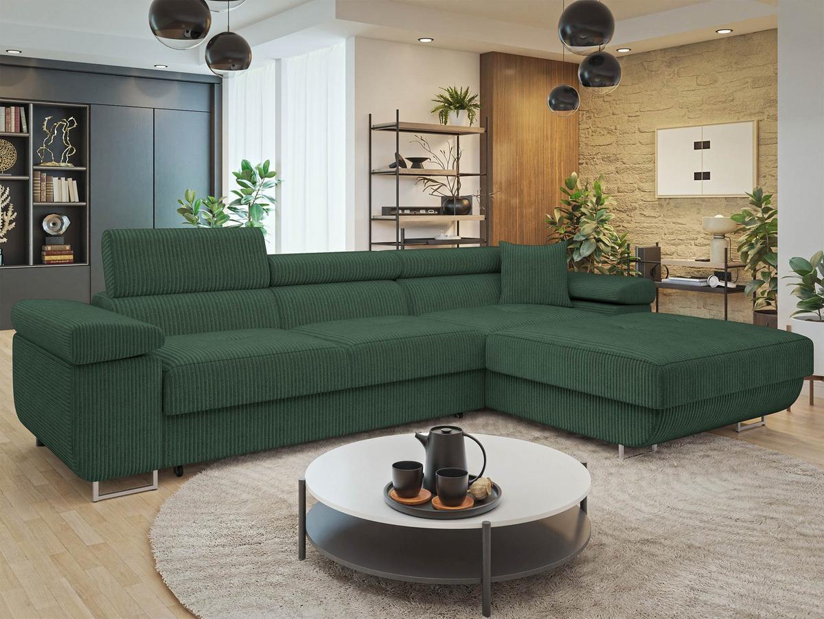 ECKSOFA Torezio Mini Cord, Seite: Rechts - Grün, Holz/Textil (170/280cm) - MIRJAN24