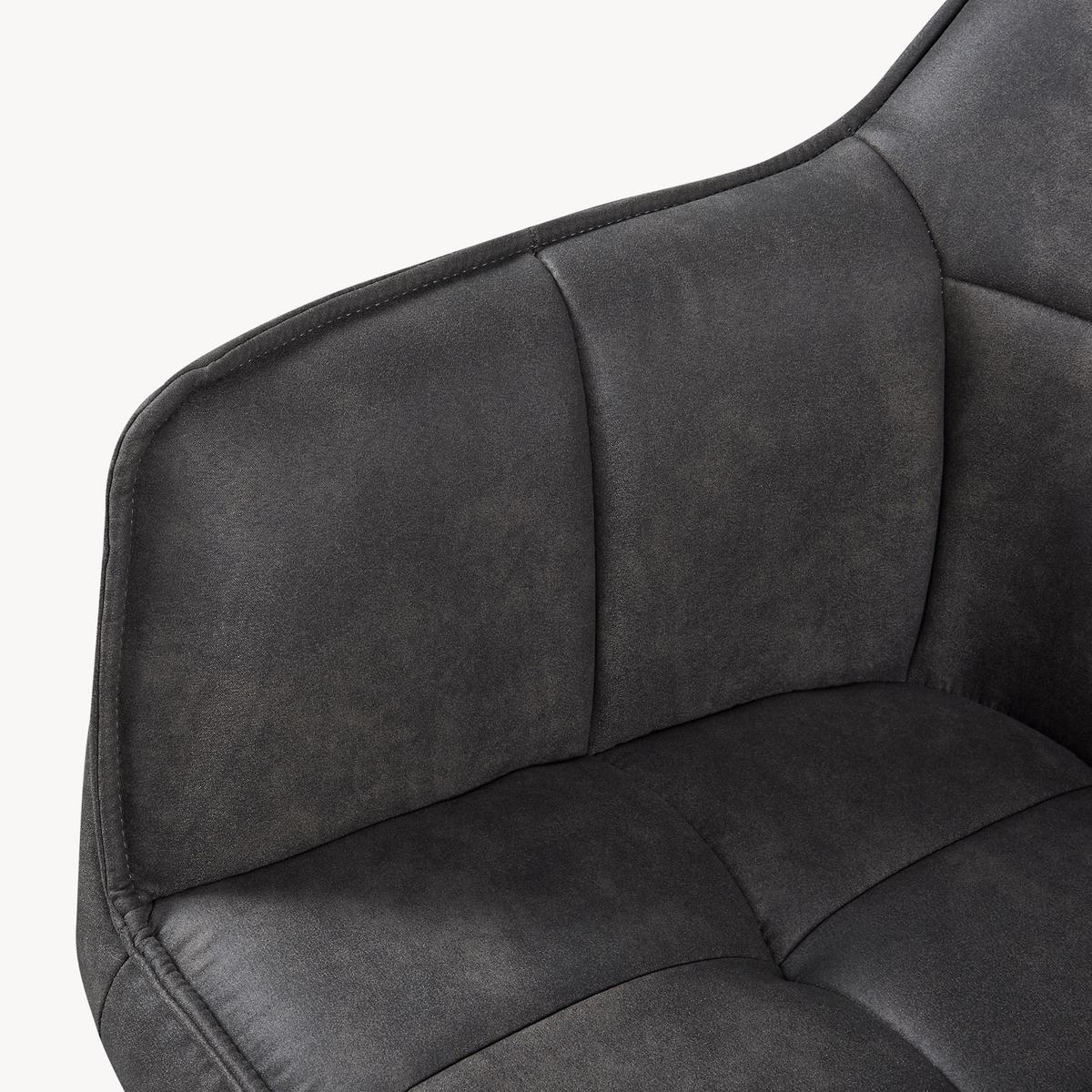 ARMLEHNSTUHL Birmingham - Dunkelgrau/Schwarz, Textil/Metall (60/82/59cm) - [en.casa]