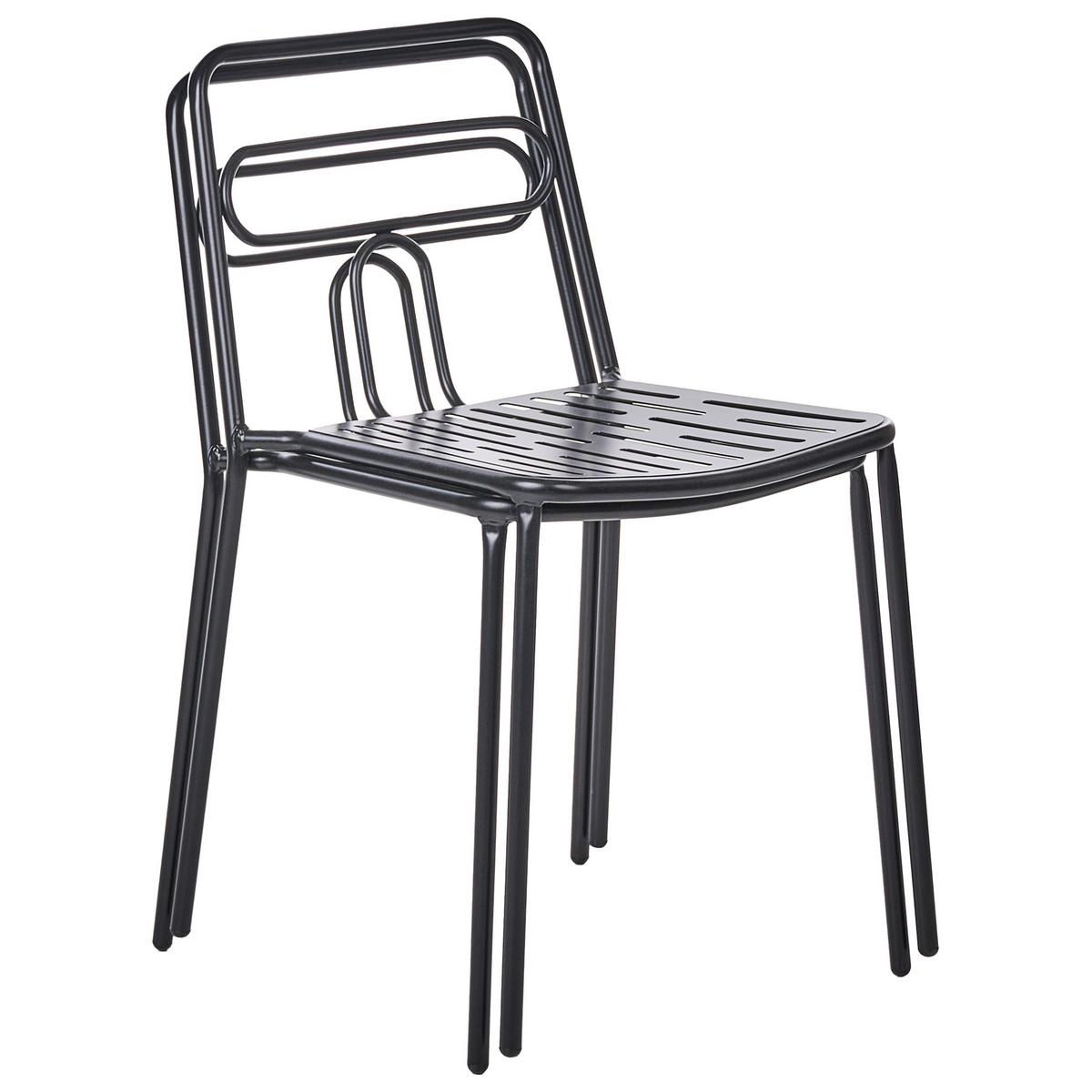 GARTENSTUHL 2er-Set Metall Schwarz Agerola - Schwarz, Metall (48/78/48cm) - Beliani