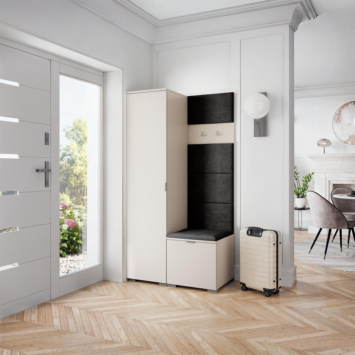 GARDEROBENSCHRANK LORI 95/181/51 cm Modern Kaschmir - Kaschmir/Schwarz, Holzwerkstoff (95/181/51cm) - MASSENO