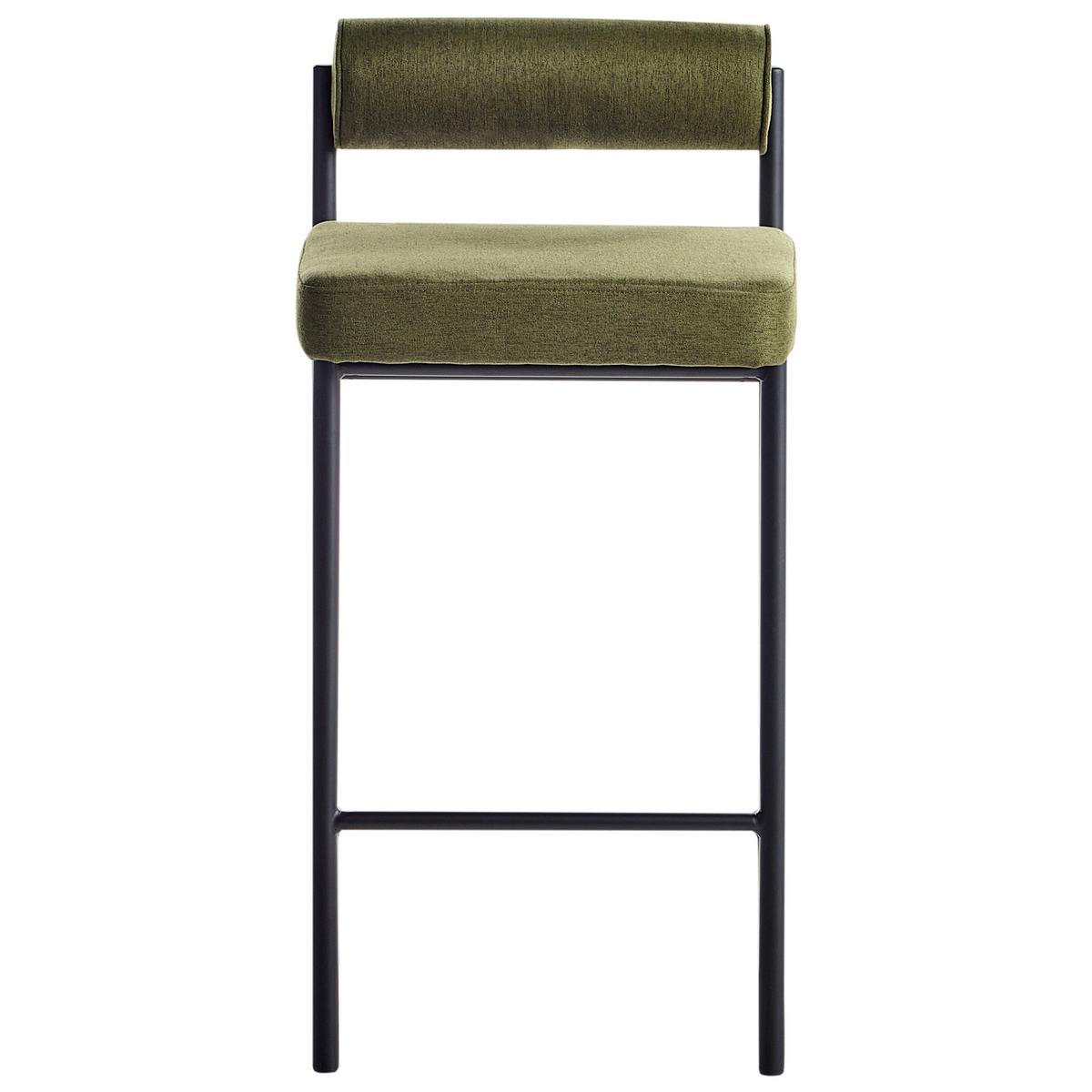 BARSTÜHLEN 2er-Set Grün Amaya - Schwarz/Olivgrün, Holz/Textil (42/82/42cm) - Beliani
