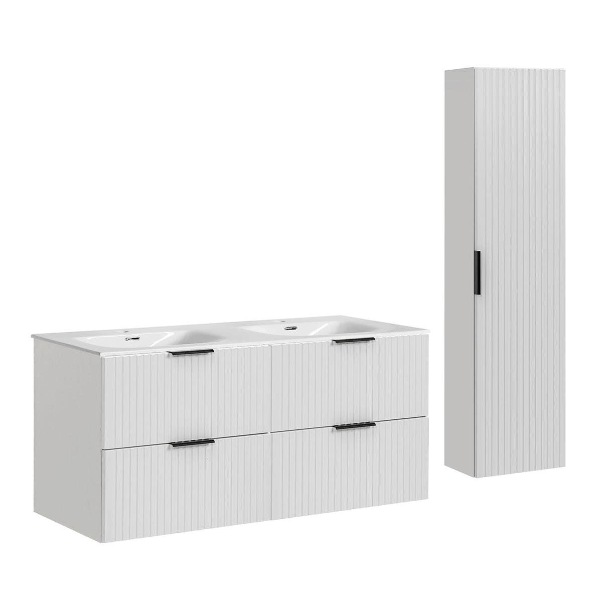 BADMÖBEL 120.4cm Adriel 2er-Set Weiß - Weiß, Holzwerkstoff (120.4/57/46cm) - Petits-meubles