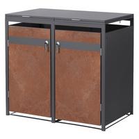 MÜLLTONNENBOX 2er Anthrazit-Rostoptik - Rotbraun, Metall (132/120/80cm) - ML-DESIGN