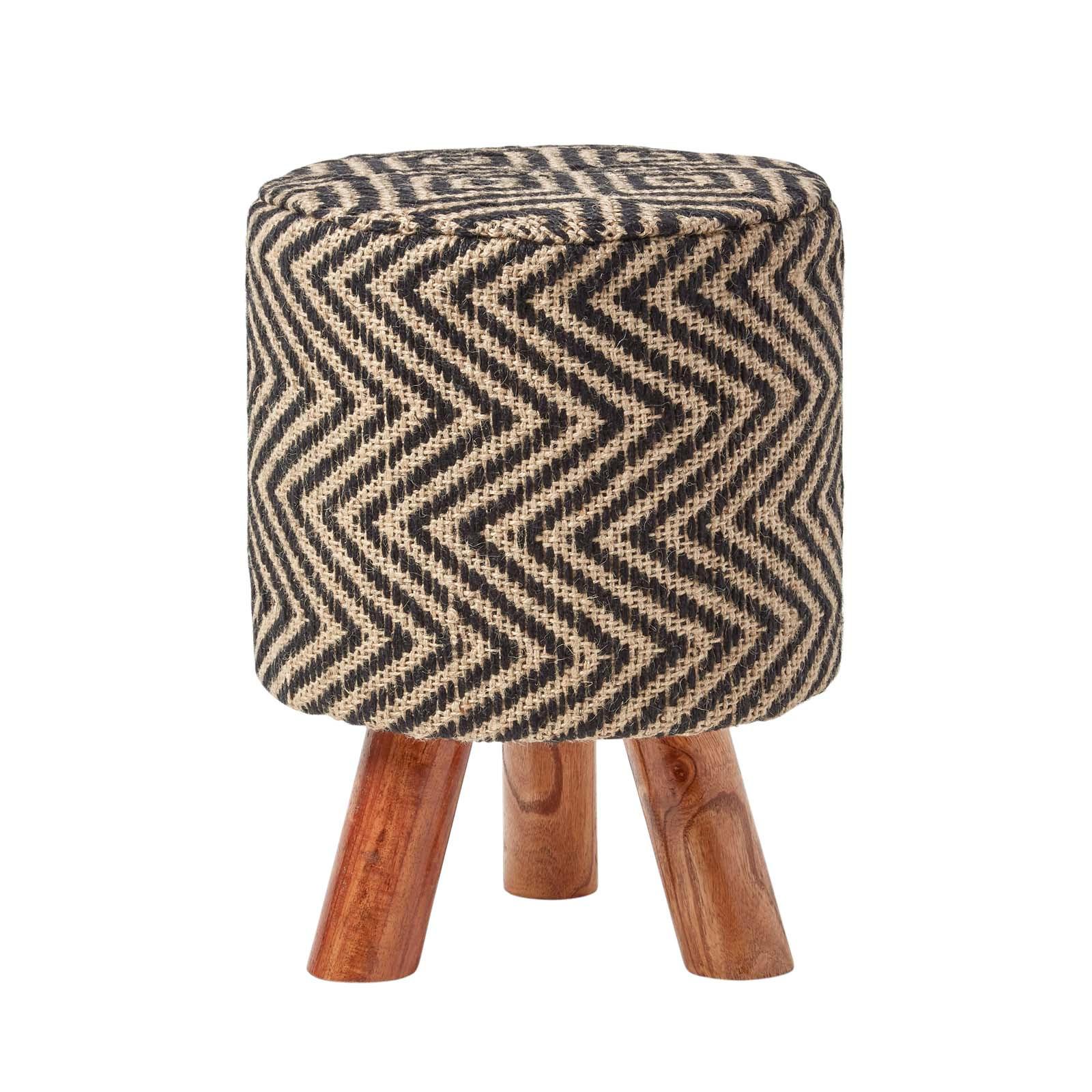 DREIBEIN-HOCKER Jute gemustert, 32/32/42 cm - Schwarz, Textil (32/42/32cm) - Homescapes