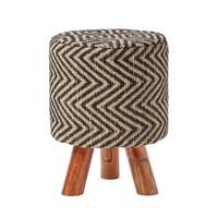 DREIBEIN-HOCKER Jute gemustert, 32/32/42 cm - Schwarz, Textil (32/42/32cm) - Homescapes