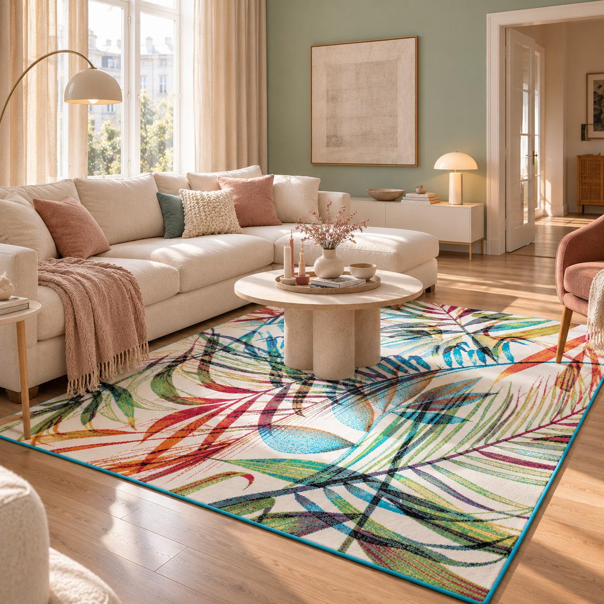 DESIGNER TEPPICH FARO TROPICAL BUNTE ZWEIGE - Multicolor, Textil (200/290cm) - Pergamon