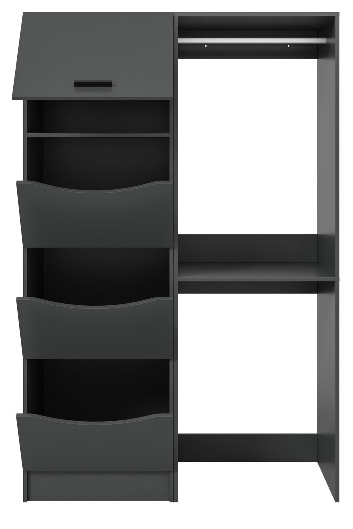 WASCHMASCHINENSCHRANK grau Set 2-teilig 126 x 196 cm, Waschmaschinenumbau mit Wäschefächern - Schwarz/Grau, Holzwerkstoff/Kunststoff (126/196/68cm) - Inn.Furn