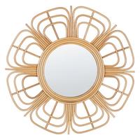 WANDSPIEGEL Rattan natürlich Sonnenform 60 cm Pasaku - Beige/Naturfarben, Naturmaterialien (60/60/1cm) - Beliani