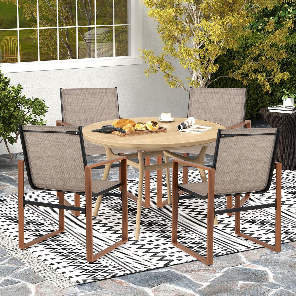 TERRASSENSTUHL Braun(2er-Set) - Braun, Metall (59/86/55.5cm) - COSTWAY