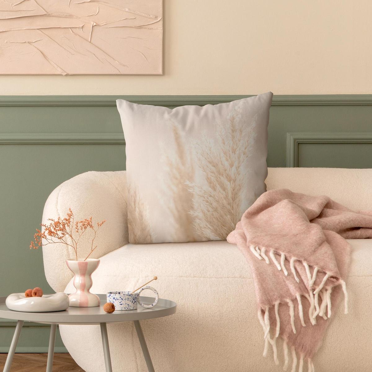 DEKOKISSEN Pampasgras im Sonnenlicht 40/40 cm - Beige, Textil (40/40/10cm) - Bilderwelten