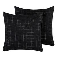 DEKOKISSEN 2er-Set Schwarz 45/45 cm Bellflower - Schwarz, Textil (45/45cm) - Beliani