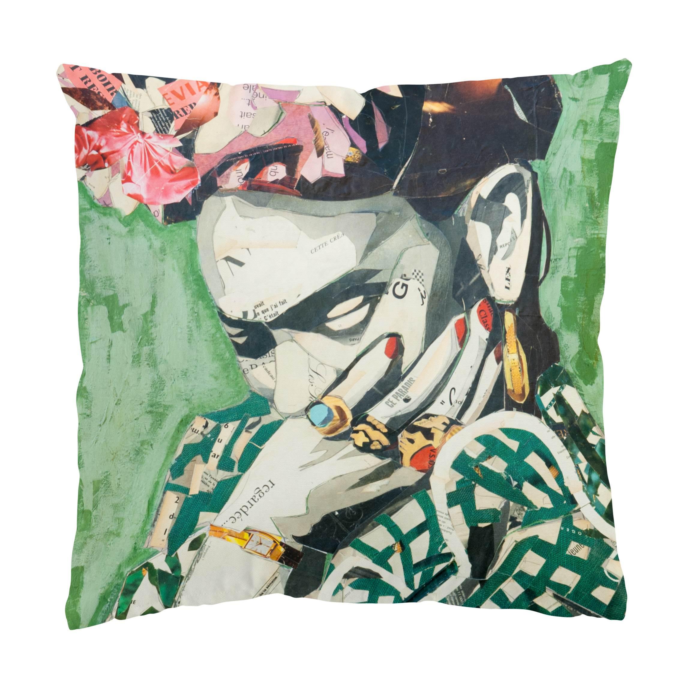 KISSENBEZUG Frida Kahlo - Collage No.3 50/50 cm - Grün, Textil (50/50cm) - Bilderwelten