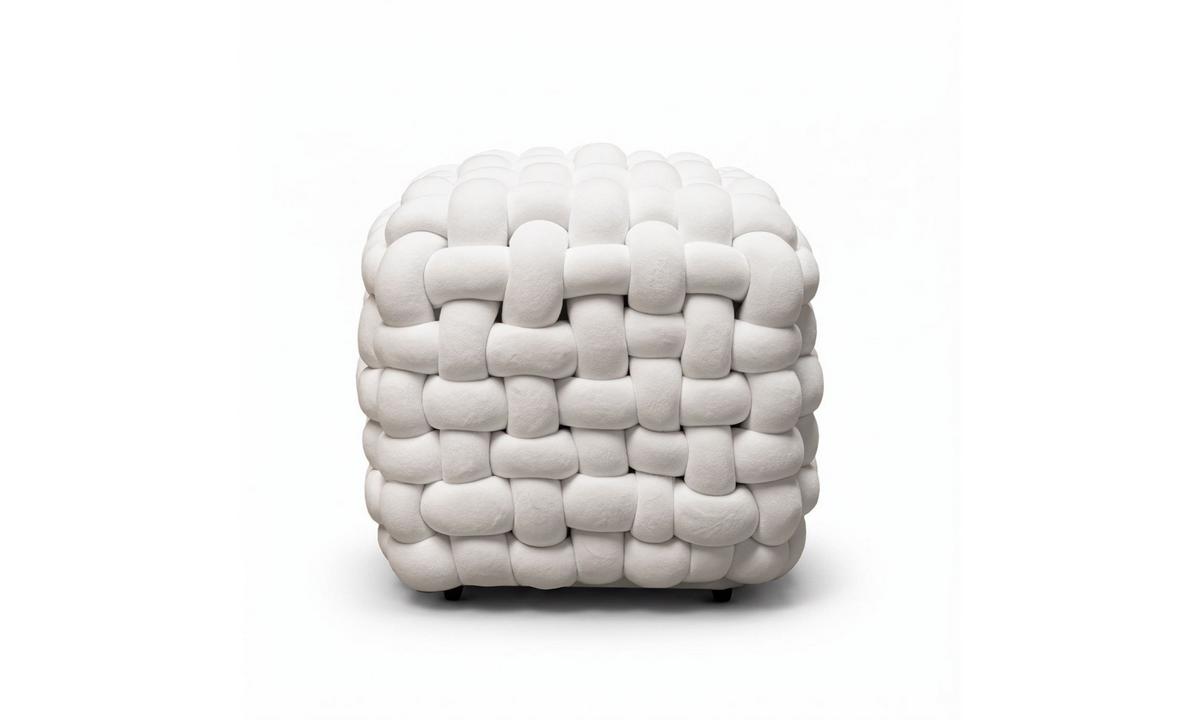 HOCKER ELIO 40/40/40 cm Weiß - Weiß, Textil (40/40/40cm) - Lookway