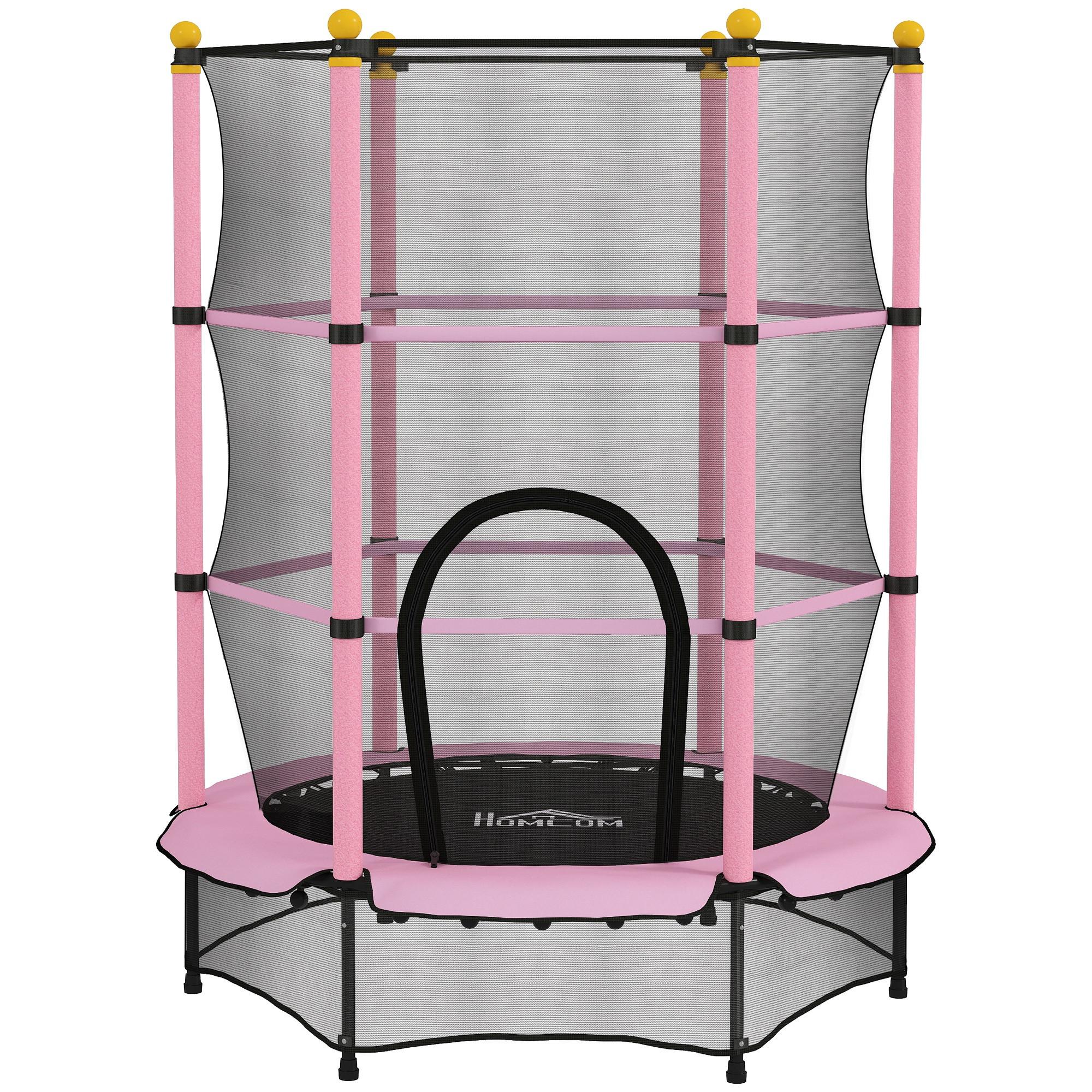 KINDERTRAMPOLIN - Rosa, Kunststoff/Metall (140/140cm) - HOMCOM