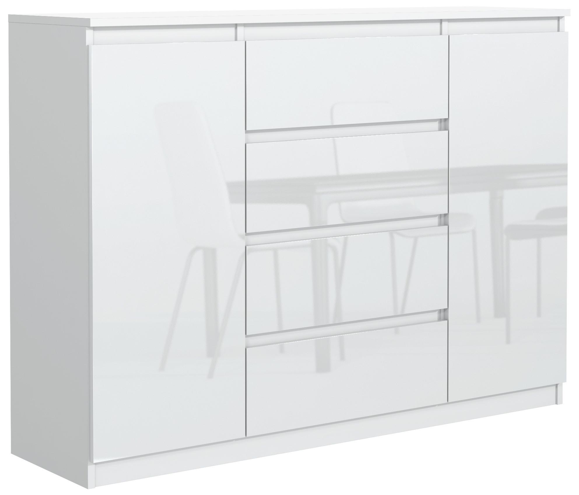 KOMMODE Weiß, Hochglanz 139/102/39 - Weiß Hochglanz/Weiß, Holzwerkstoff (139/102/39cm) - RAUMHIRSCH FURNITURE