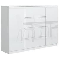 KOMMODE Weiß, Hochglanz 120/102/39 - Weiß Hochglanz/Weiß, Holzwerkstoff (120/102/39cm) - RAUMHIRSCH FURNITURE