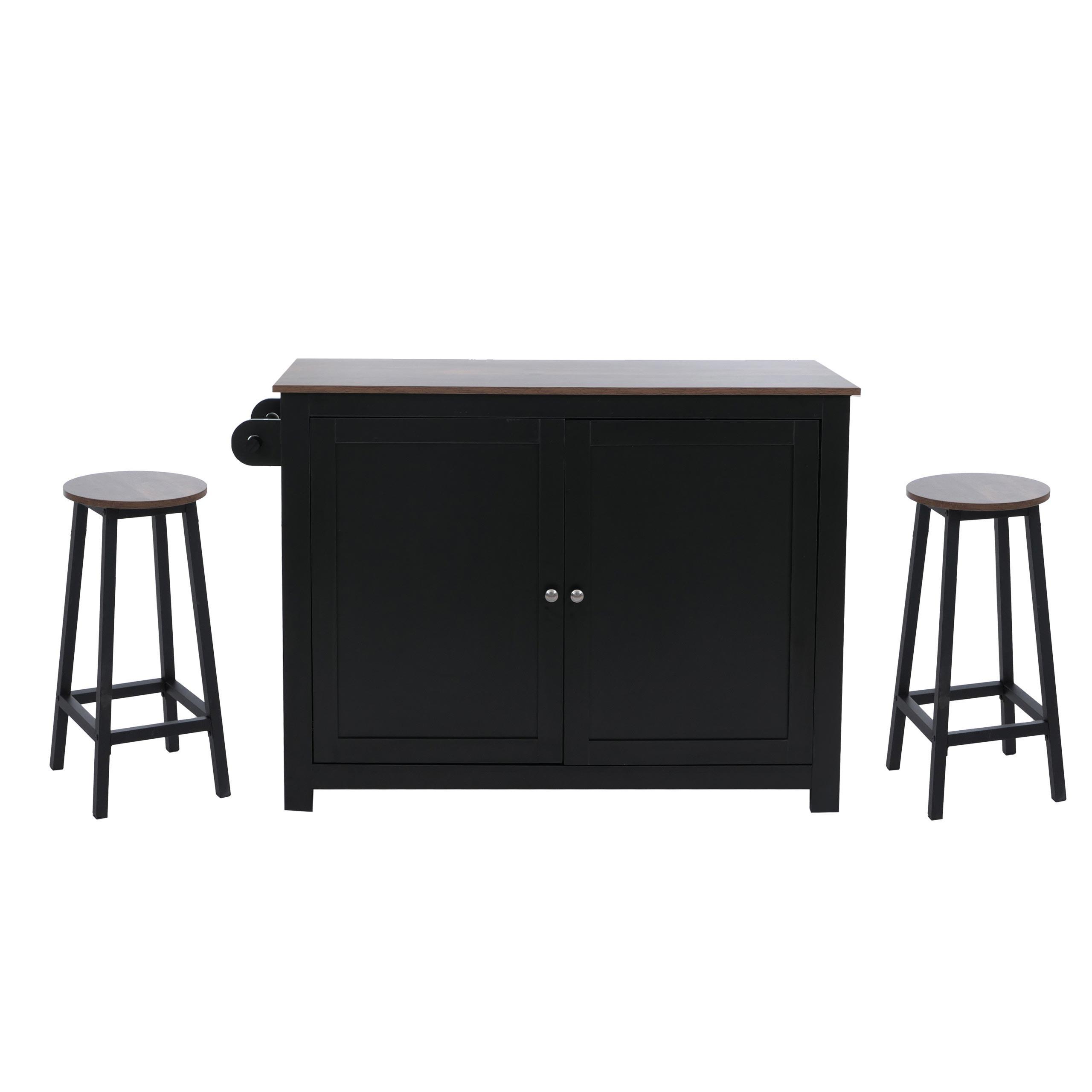 KÜCHENINSEL Schwarz, Braun - Schwarz/Braun, Holz (120/90/45cm) - MCW