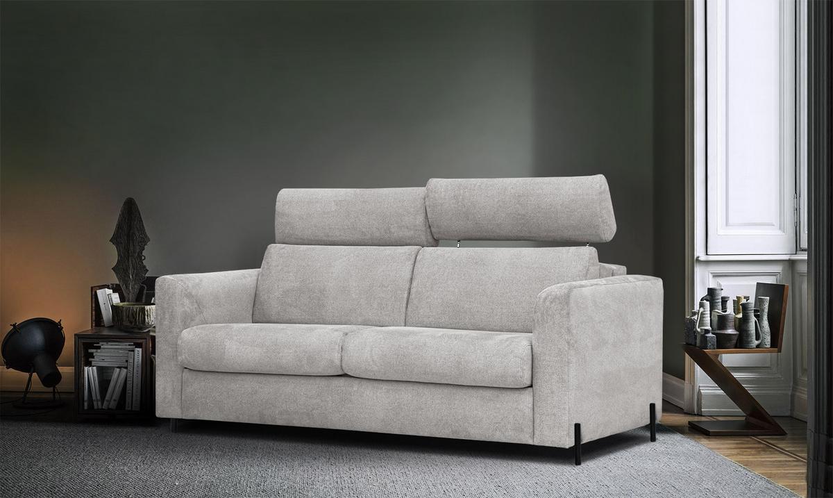 SOFA MEZO 3-Sitzer mit Schlaffunktion, beige - Beige/Schwarz, Holz/Textil (232/90/107cm) - Wozimo