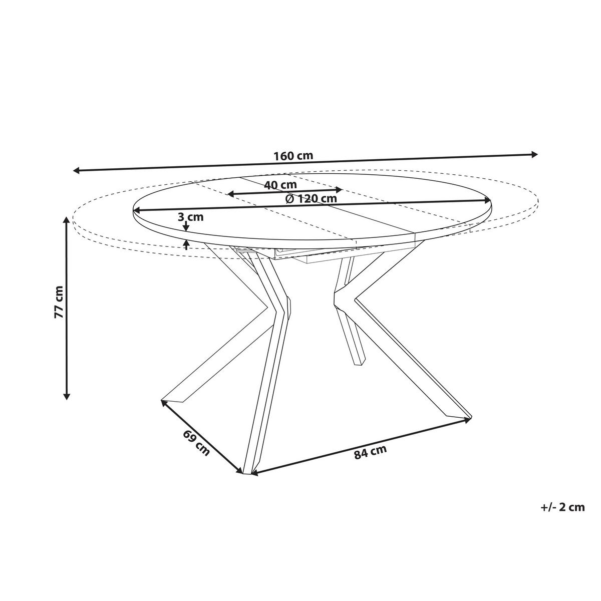 ESSTISCH ausziehbar Hellbraun 120-160/120 cm Carlea - Hellbraun, Holzwerkstoff (120/120/77cm) - Beliani