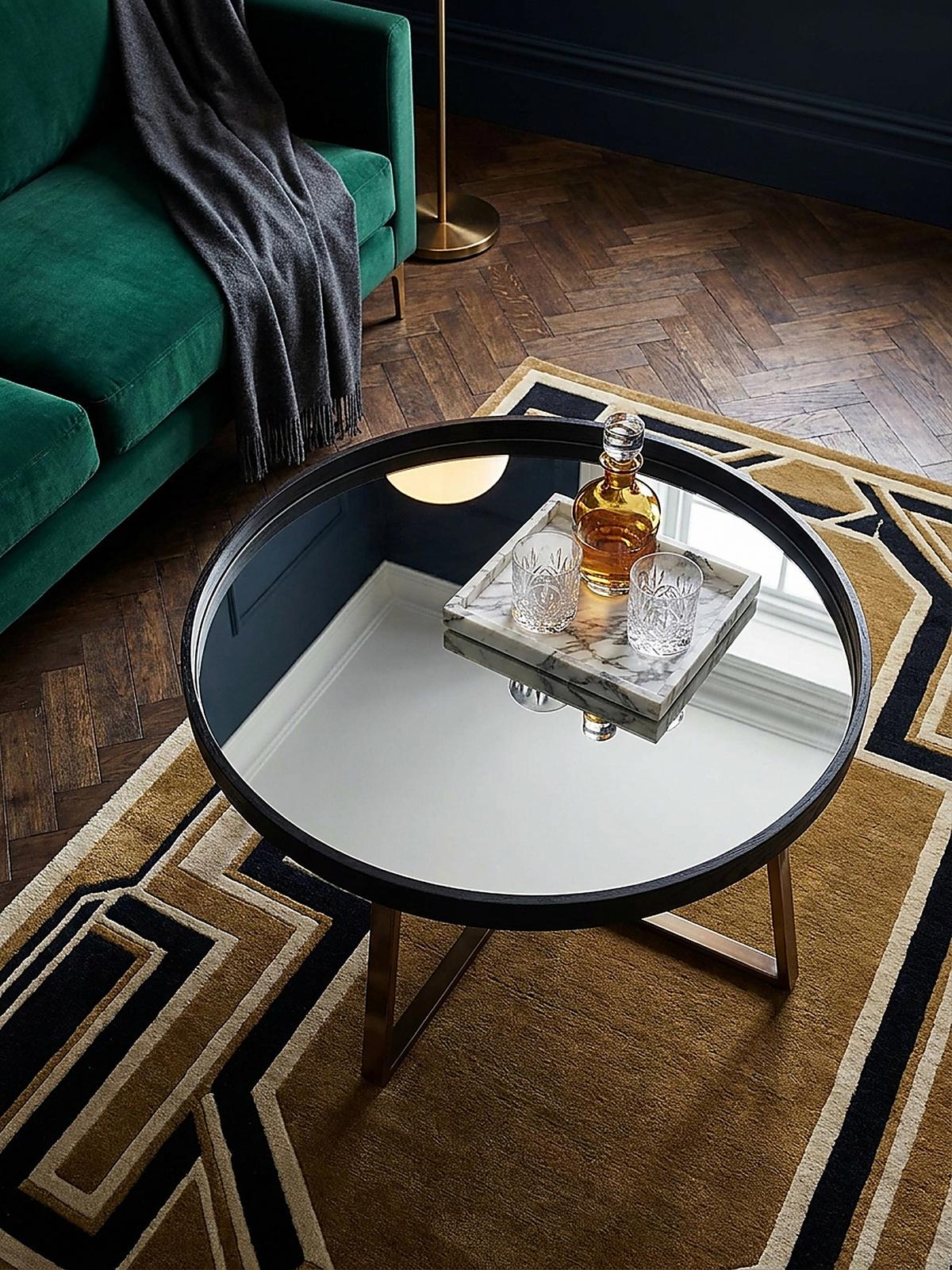 COUCHTISCH Rund in Gold, Material aus Metall und Glas, 78x42,5 cm - Goldfarben/Schwarz, Glas/Metall (78/78/42cm) - KADIMA DESIGN