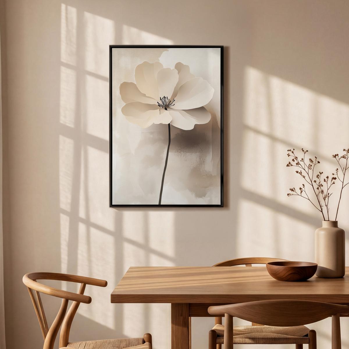 LEINWAND Bilder mit Rahmen - Blume - Beige - Farbe - Schatten - 60x90 - Creme, Textil (60/90cm) - MuchoWow