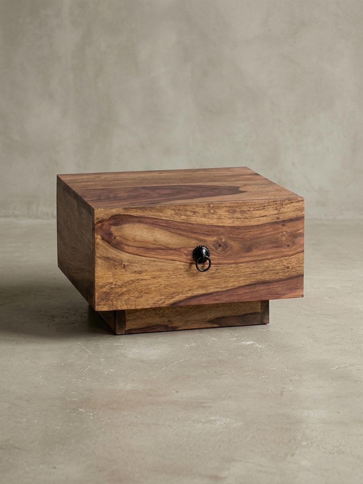 NACHTTISCH Massivholz Schublade Landhausstil Handgefertigt NAKO, Braun 40x40x25 cm - Braun, Holz/Metall (40/25/40cm) - KADIMA DESIGN
