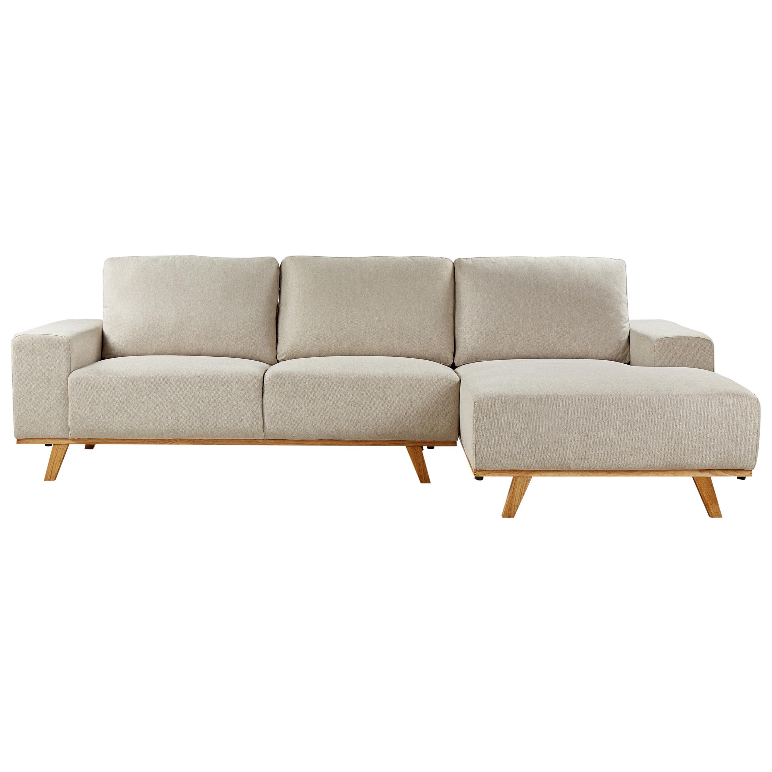ECKSOFA 3-Sitzer Stoff Beige linksseitig Nora - Beige, Textil (279/150cm) - Beliani