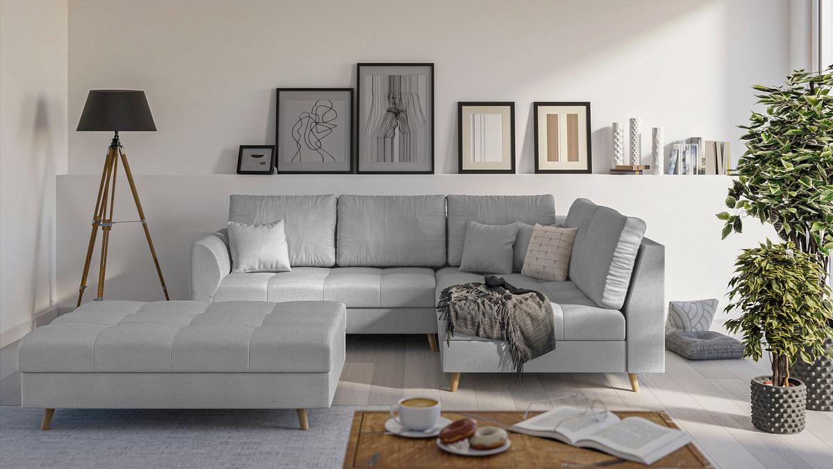 HOCKER Lorine Mikrofaser Grau - Grau, Textil (118/40/73cm) - S-Style Möbel