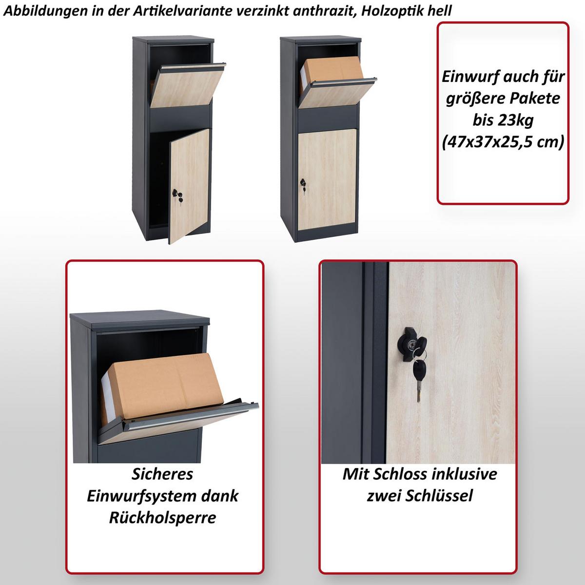 PAKETKASTEN GRÖßE XL rechteckig Silber, Anthrazit - Anthrazit/Silberfarben, Metall (46/140/45cm) - MCW