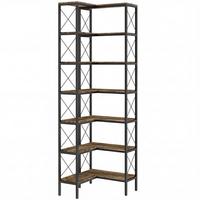 BÜCHERREGAL Spanplatte Metall Rustikal-Braun - Schwarz/Braun, Holzwerkstoff/Metall (60/200/60cm) - HOMCOM