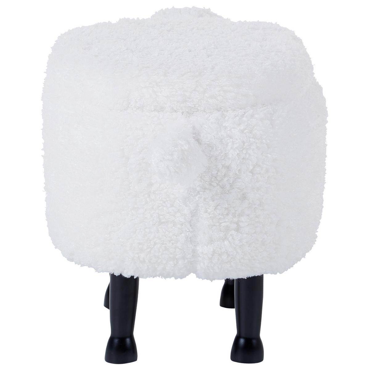 TIERHOCKER Weiß Sheep 35/55/40 cm - Weiß, Kunststoff/Textil (55/40/35cm) - Beliani