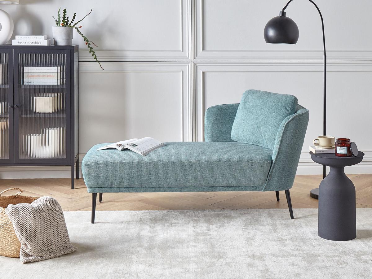 CHAISELONGUE Blau Artheze - Blau/Schwarz, Textil (148/70/64cm) - Beliani