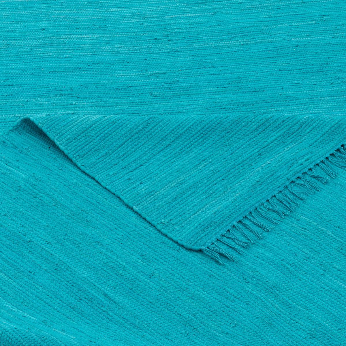 BAUMWOLLE NATUR TEPPICH LÄUFER JOLLY COTTON - Türkis, Textil (90/160cm) - Pergamon
