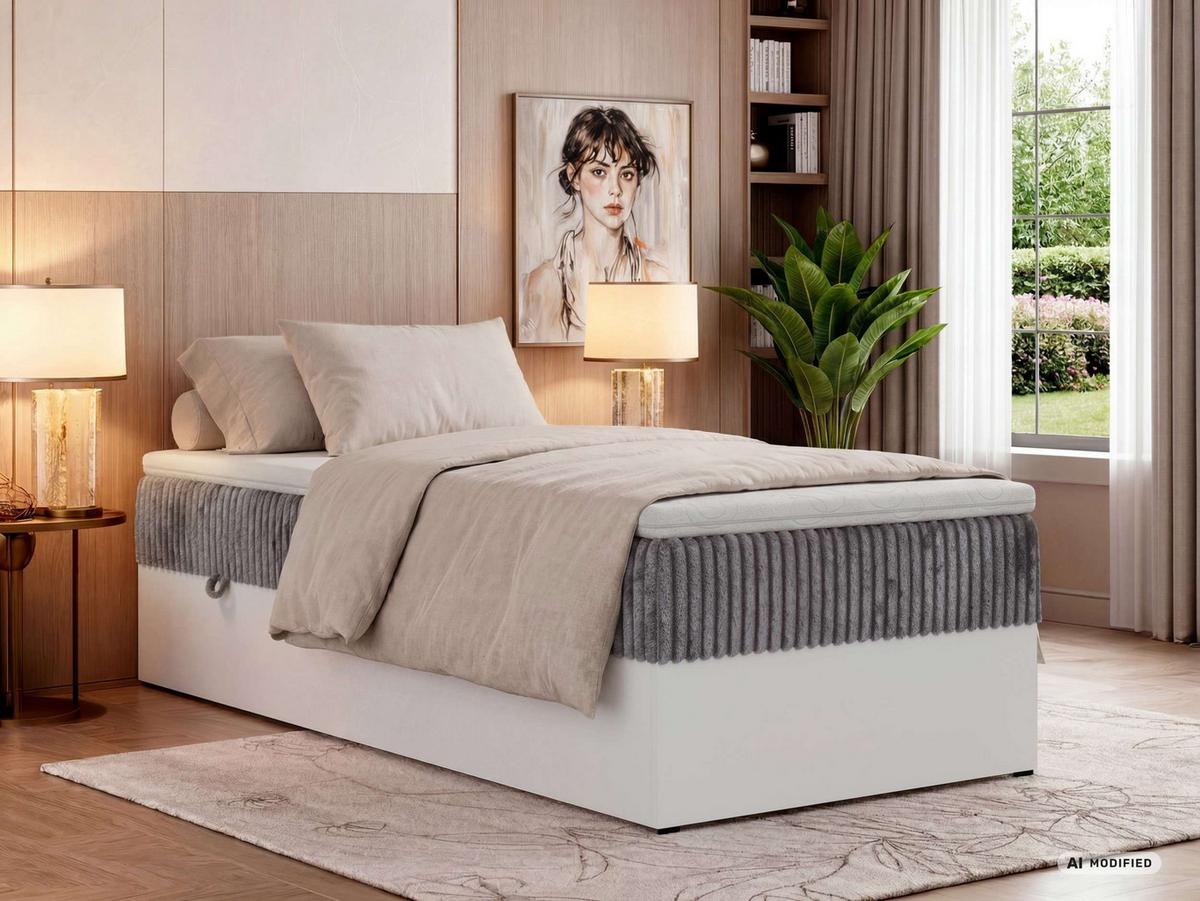 BOXBETT TRAVIT ZERO 90 90/200 - Grau Cord - Topper T25 - H3 - Schwarz/Grau, Kunststoff/Textil (90/200cm) - MKS