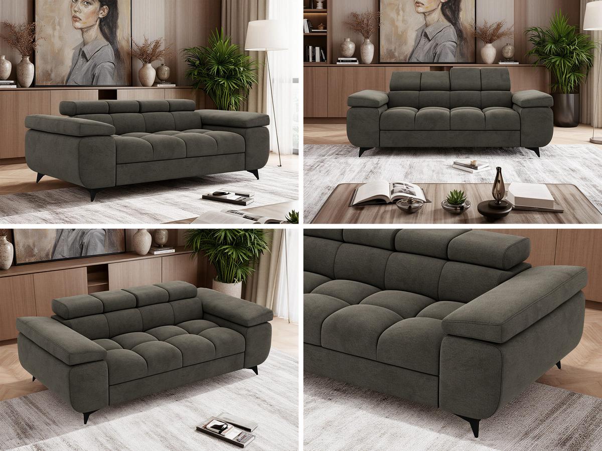 2-SITZER SOFA NIDELLO - Dunkelgrau Velvet - Dunkelgrau/Schwarz, Textil/Metall (194/70/97cm) - MKS