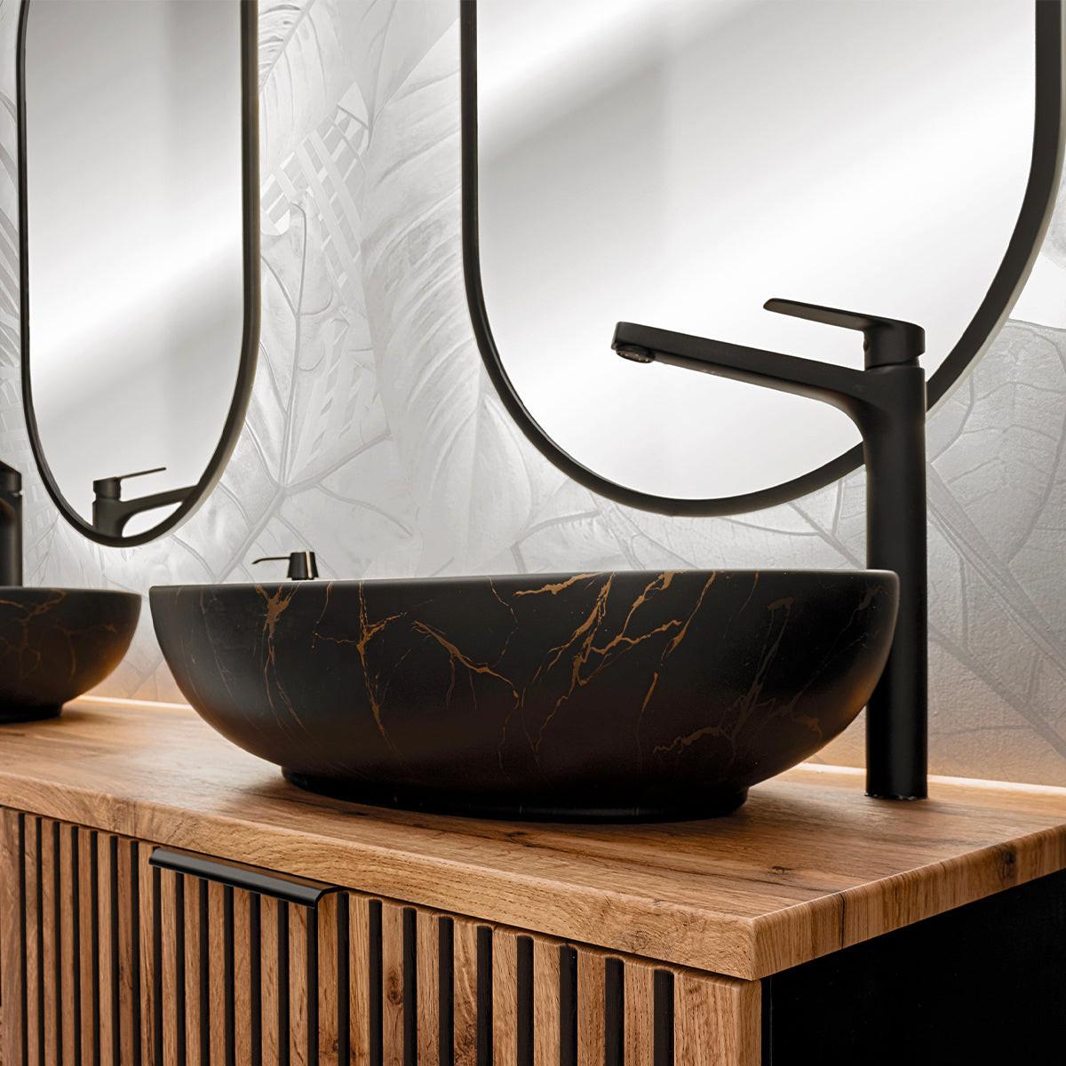 WASCHTISCH 100.6cm Gaia Holz in Eichenoptik und Schwarz - Braun, Holzwerkstoff (100.6/59/46cm) - Petits-meubles