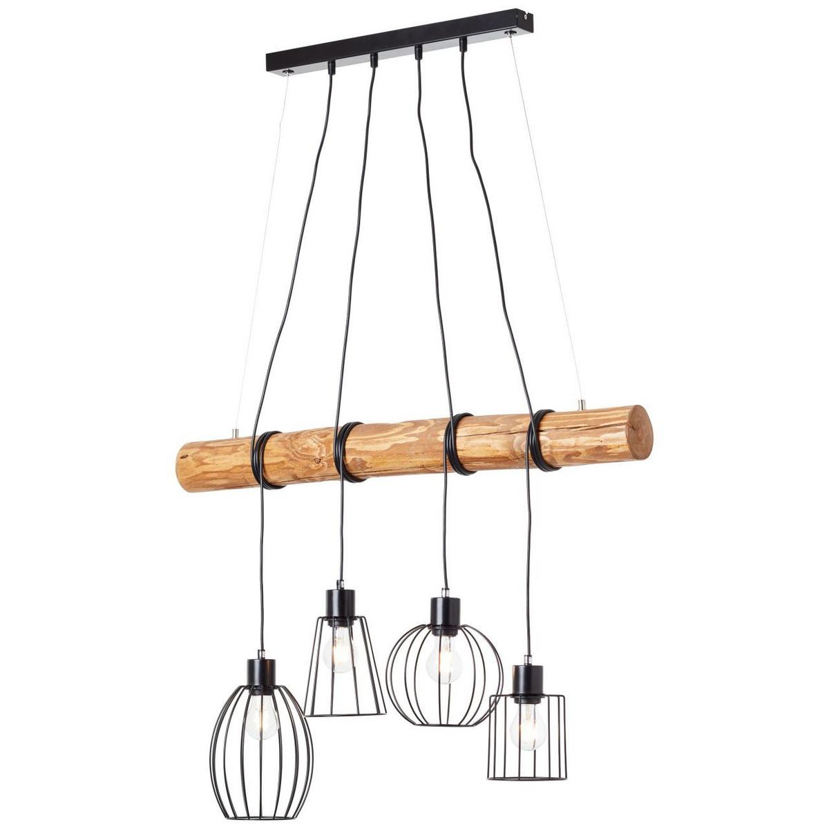 PENDELLEUCHTE Keyla 99549/76 - Schwarz, Holz (19.5/90/140cm) - Brilliant