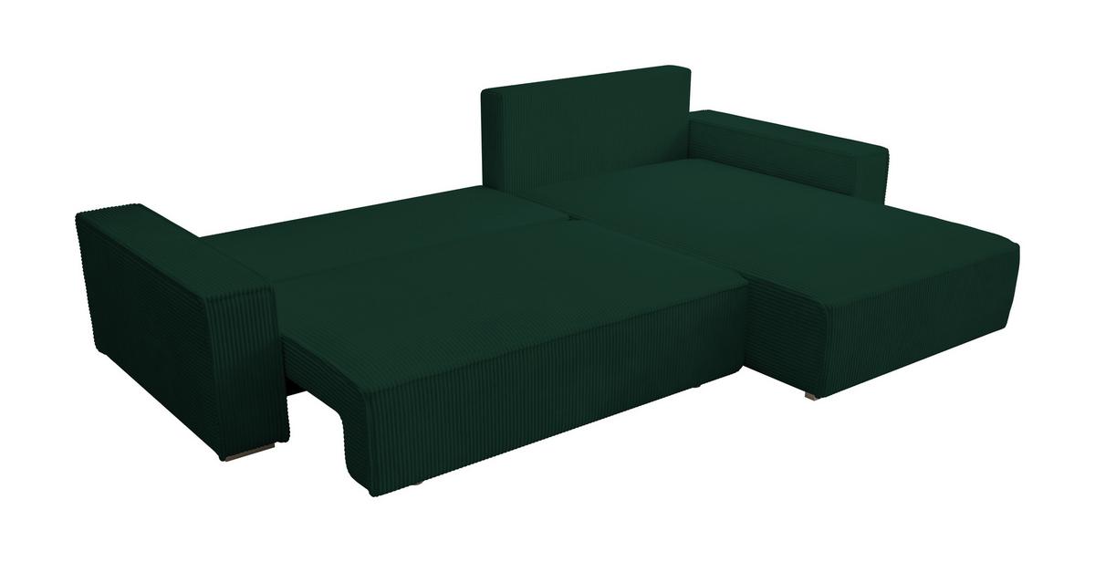 ECKSOFA Alice mit Bettkasten und Schlaffunktion, Cordstoff in L-Form - Grün, Textil (289/184cm)