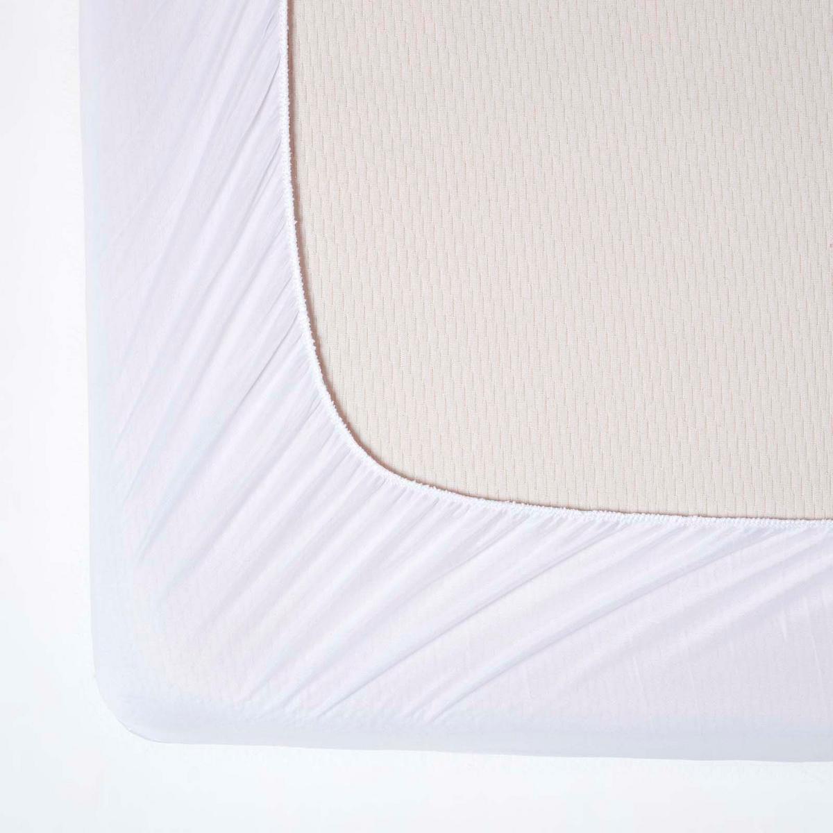 MATRATZENSCHONER 150/200 cm, samtweich & gepolstert - Weiß, Textil (150/200cm) - Homescapes