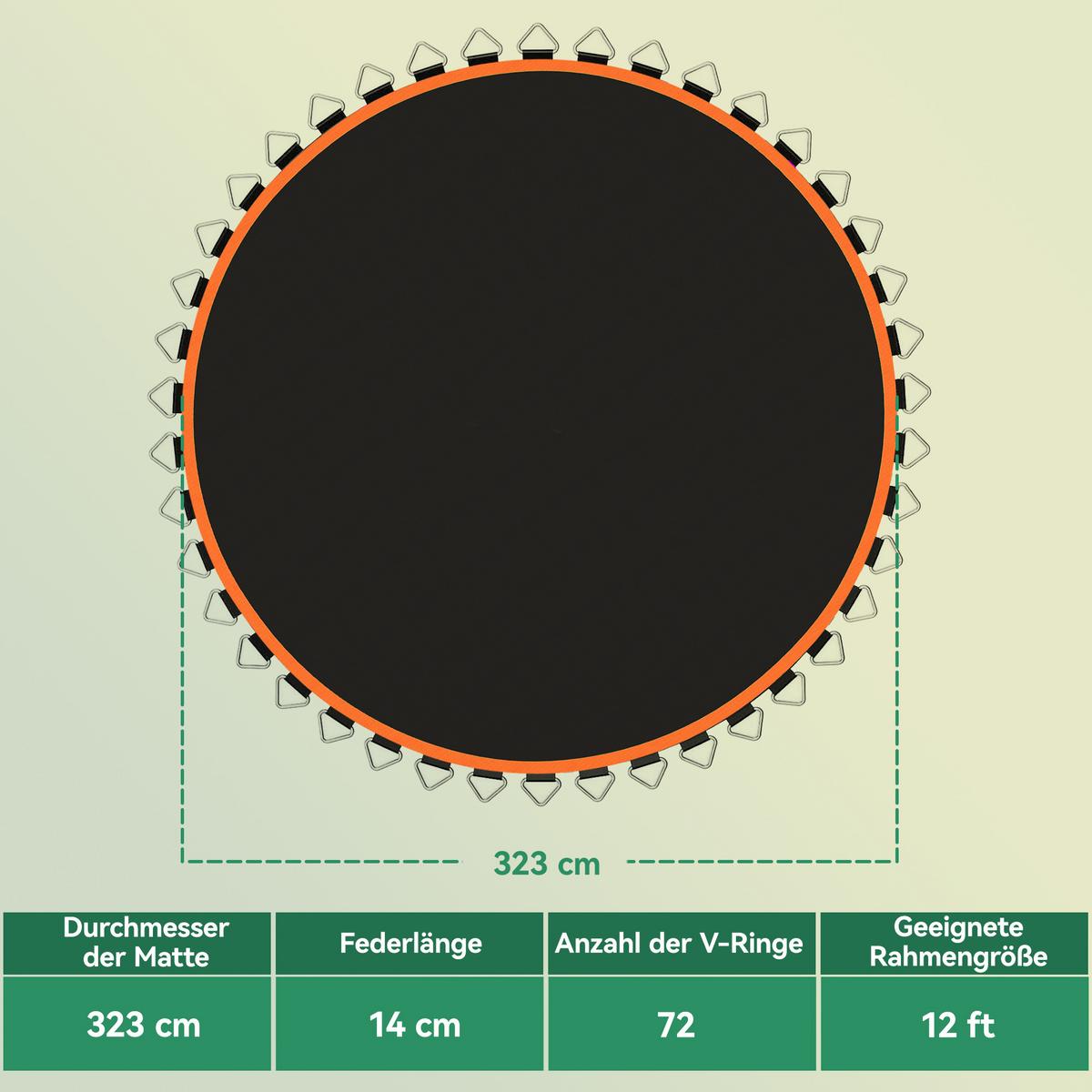 TRAMPOLINSPRUNGTUCH Sprungtuch für Trampolin, Ø323 cm, Sprungmatte Schwarz - Orange, Kunststoff (323/323cm) - SPORTNOW