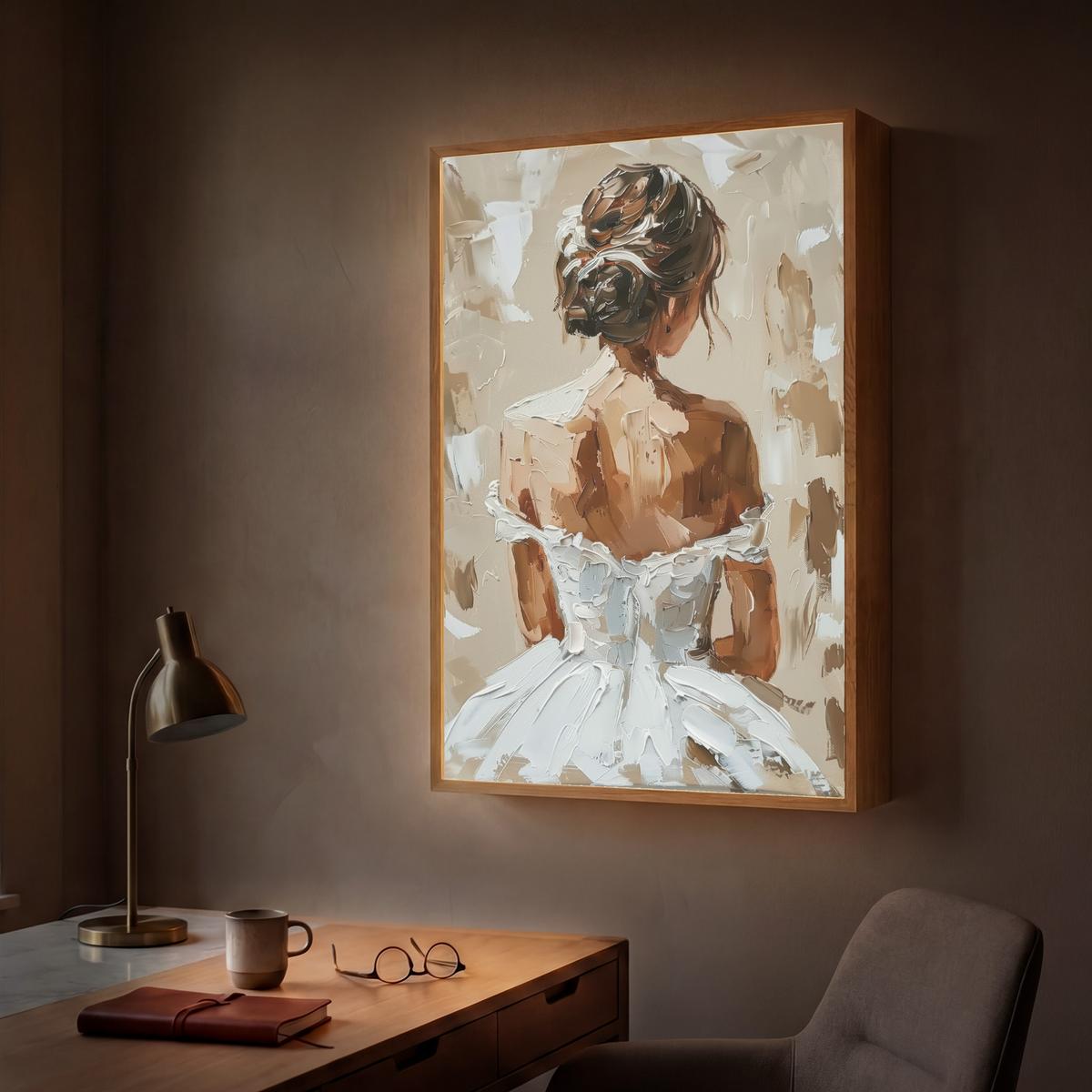 WANDLEUCHTE MIT AKKU Frau - Farbe - Abstrakt - Beige - Modern 70x100 cm - Hellbraun, Holzwerkstoff (70/100/8cm) - OnlyWow