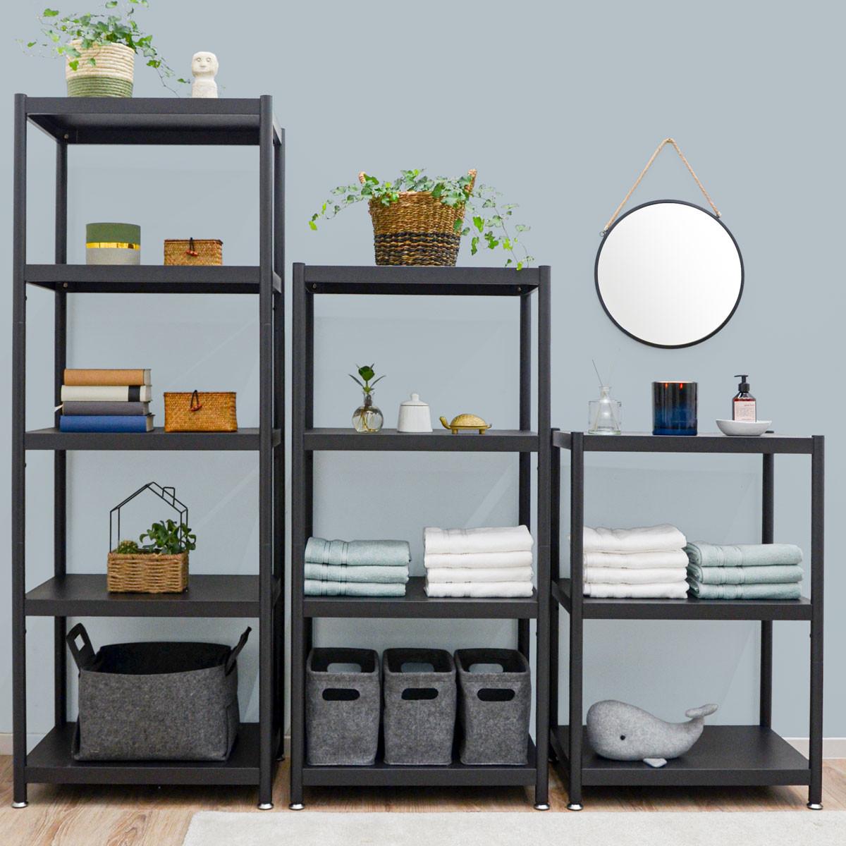 METALLREGAL 61x41x90 cm mit 3 Ebenen - Schwarz, Metall (41/90/61cm) - shelfr