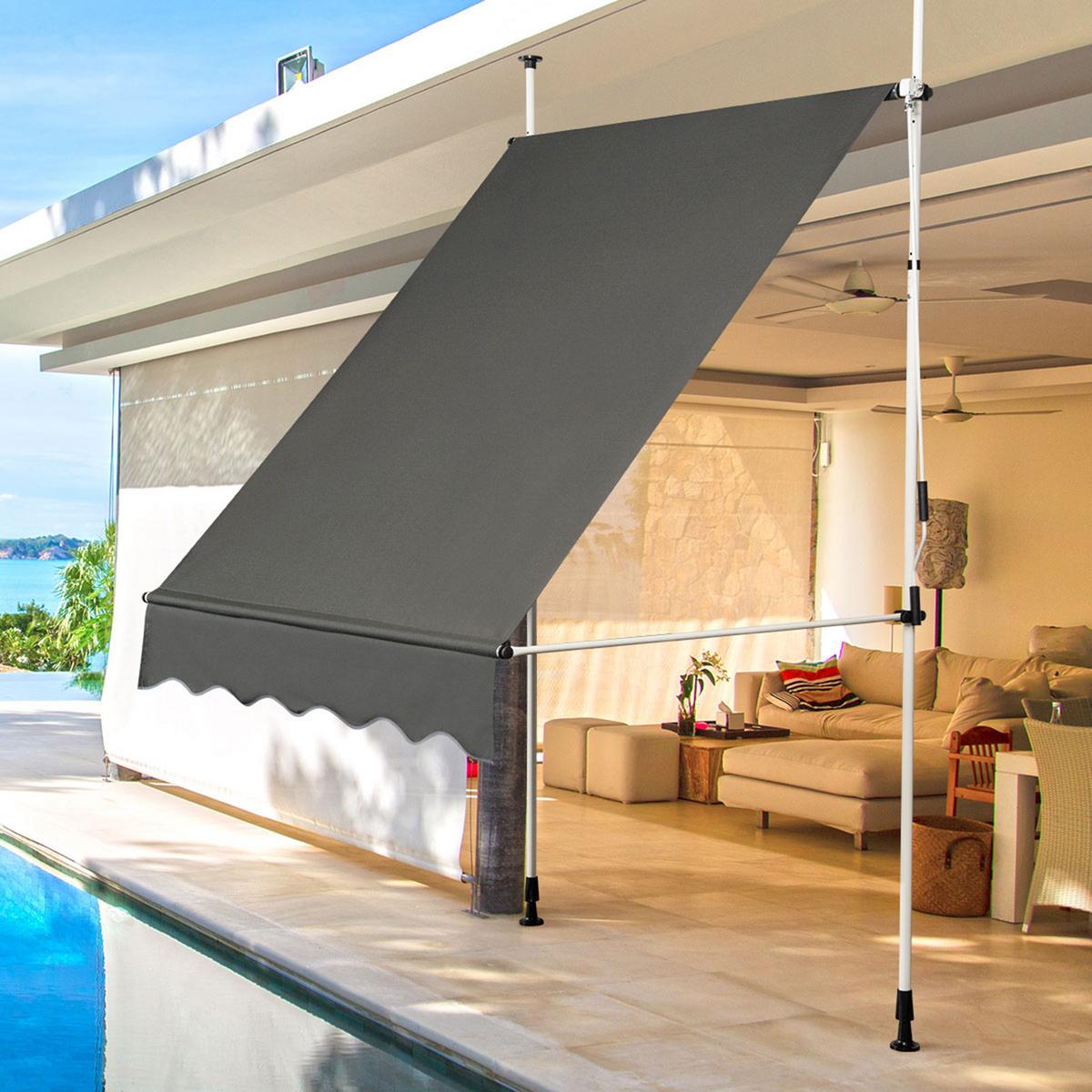 KLEMMMARKISE Grau - Grau, Metall (150/300/125cm) - COSTWAY